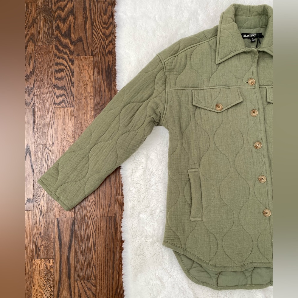 NWT Blank NYC Back To Me Olive Green Quilted Jacket Shacket - Picture 6 of 17